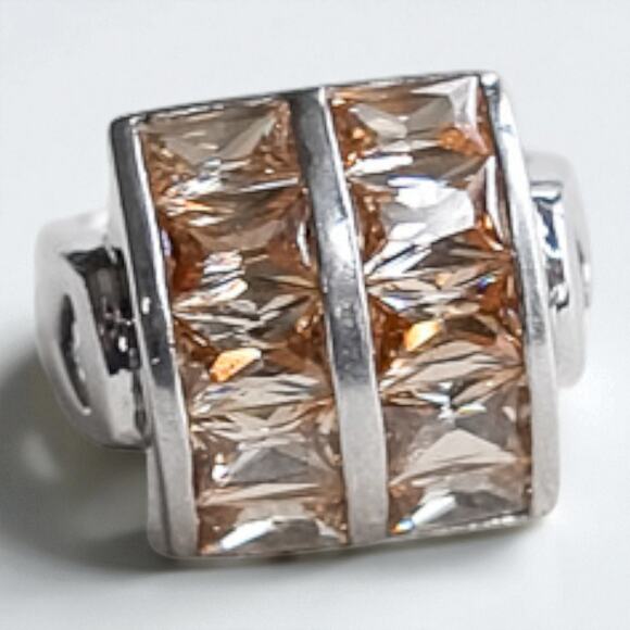 Vintage 925 Silver Yellow Tourmaline Ring Size 8 Chunky Domed Cocktail - Picture 1 of 10